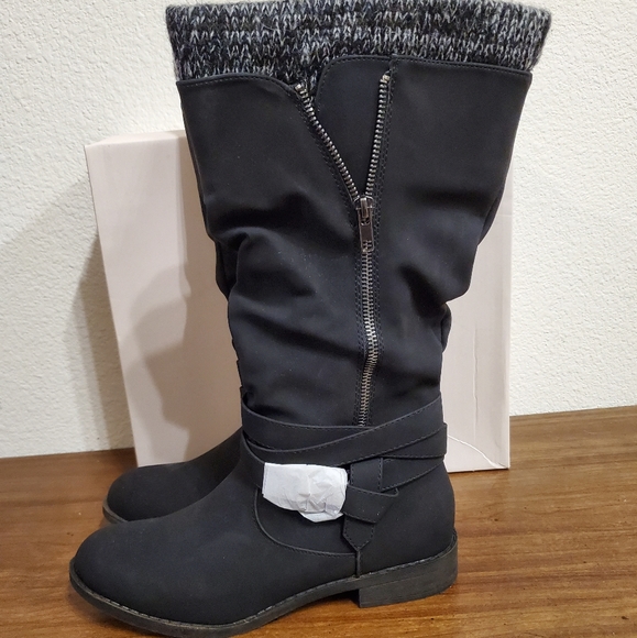 Justfab Mid-calf Sweater Cuff Boots - Picture 4 of 8